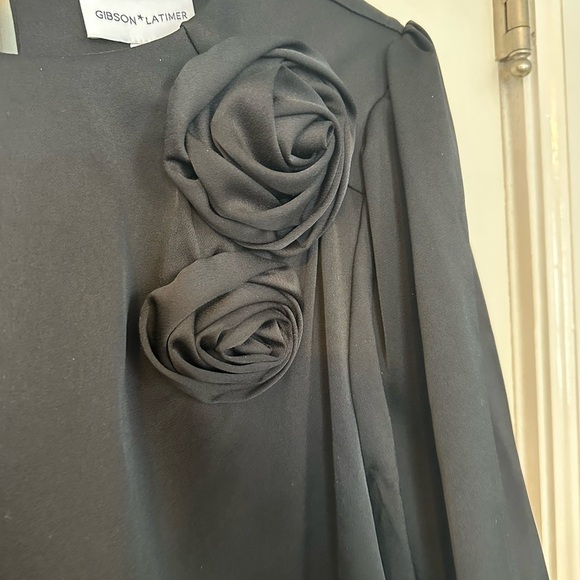 Gibson Latimer Shirt Black Feminine Romantic Rosettes & Covered Buttons Size XXL - Picture 5 of 12